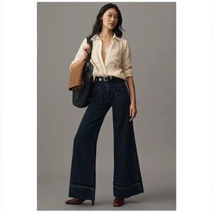RAG & BONE Marina Wide-Leg Jeans Lightweight Rigid Denim sz 30